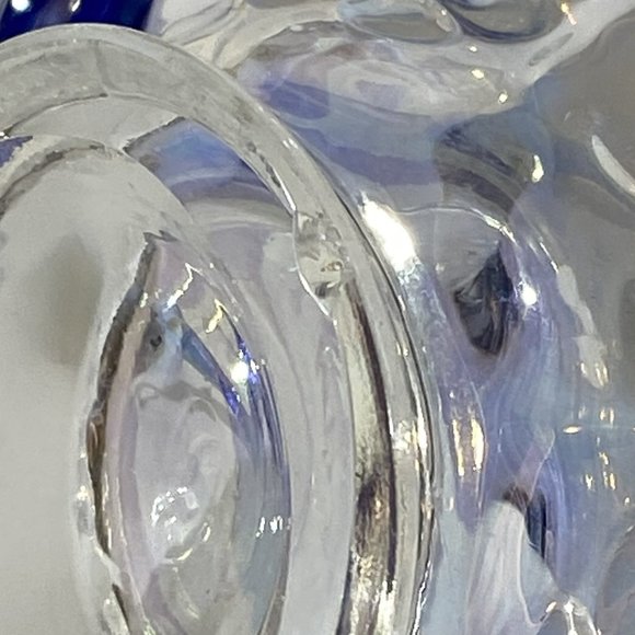 Vintage Fenton Mini Basket Grape & Vine Ruffled Opalescent w/Iridescent Handle - Picture 14 of 14